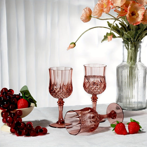 48pcs Shatterproof Plastic Wine & Champagne Glasses Set - 7oz Unbreakable Vintage Goblets Crystal Finish Reusable Cups for Parties Weddings Outdoor Events