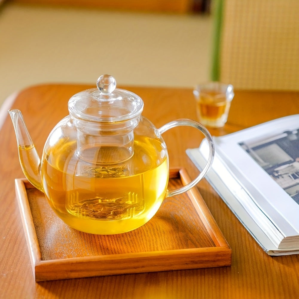 Glass Teapot with Removable Infuser 51oz Borosilicate Clear Tea Kettle Stovetop Safe for Loose Leaf Blooming Herbal & Flower Tea ¨C 1530ml Tea Pot with Optional Teacup Set