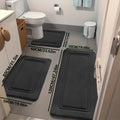 Bath Mat Set 3 Piece - Non-Slip Bathroom Rugs Super Absorbent Shower Mat, Thick Soft Bath Tub Floor Mat for Bathtub Shower Bathroom Heavy Foot Traffic, Modern Bathroom Decor Black Grey Beige Navy