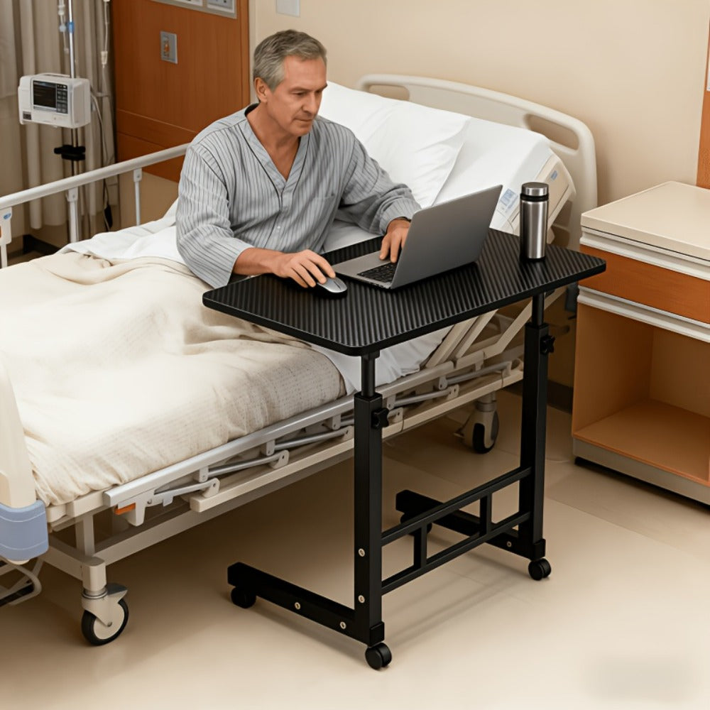 Overbed Table Adjustable Height ¨C Hospital-Grade Nursing Bedside Table with Independent Storage Compartments for Elderly & Patient Care | Portable Auxiliary Tray Table, 8 Colors
