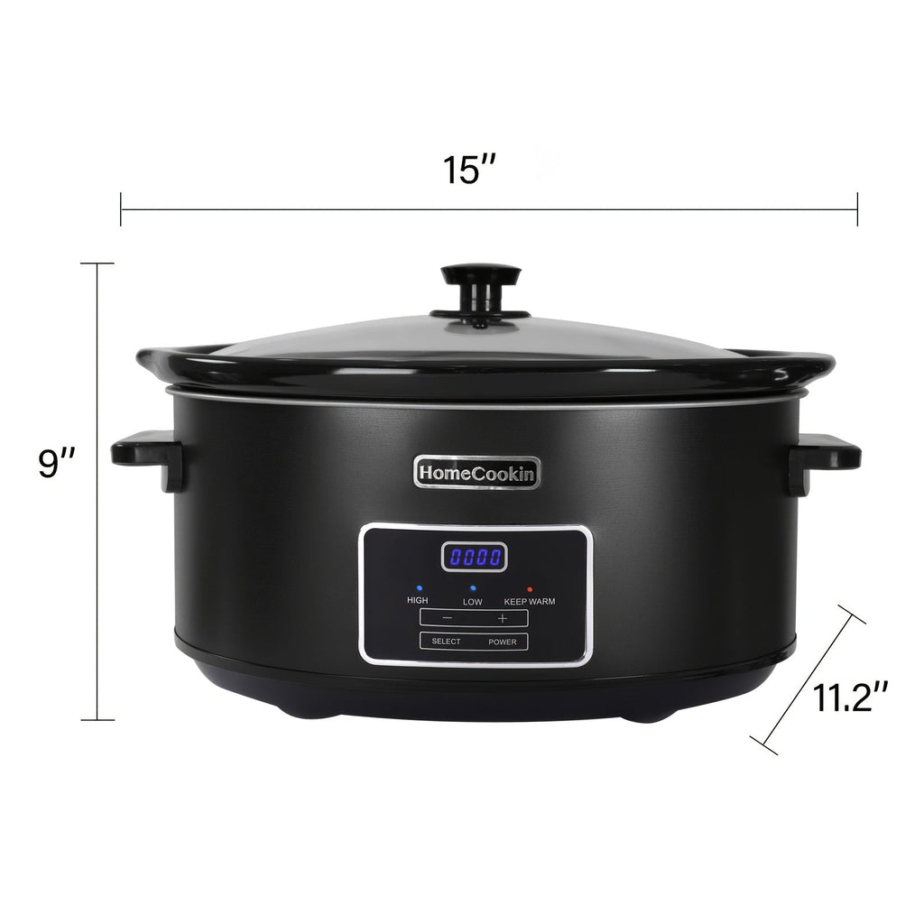 Digital Slow Cooker 6 & 7 Quart Programmable with Non-stick Ceramic Bowl, Countdown Timer & Keep Warm ¨C Oval Glass Lid Crock Pot for Family Meals Soups Stews Holiday Cooking