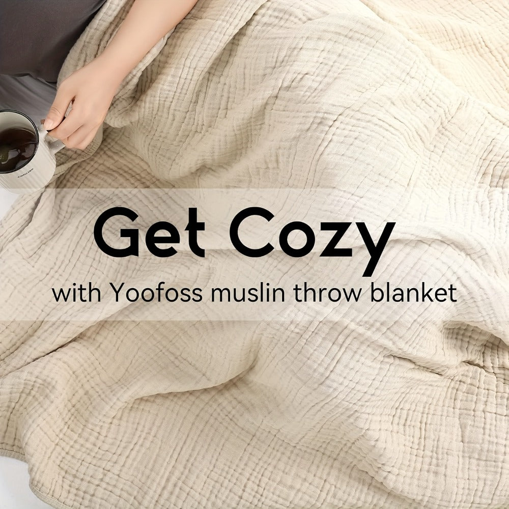 Morandi Cotton Muslin Blanket 6-Layer ¨C Soft Gauze Throw for Couch & Bed, Lightweight Breathable All Season, Machine Washable, 6 Colors