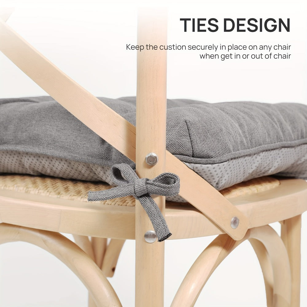 Memory Foam Chair Cushions Set of 4 ¨C Kitchen Chair Pads with Non-Slip Backing & Ties, 500GSM Thick Seat Cushions for Dining Chairs Indoor