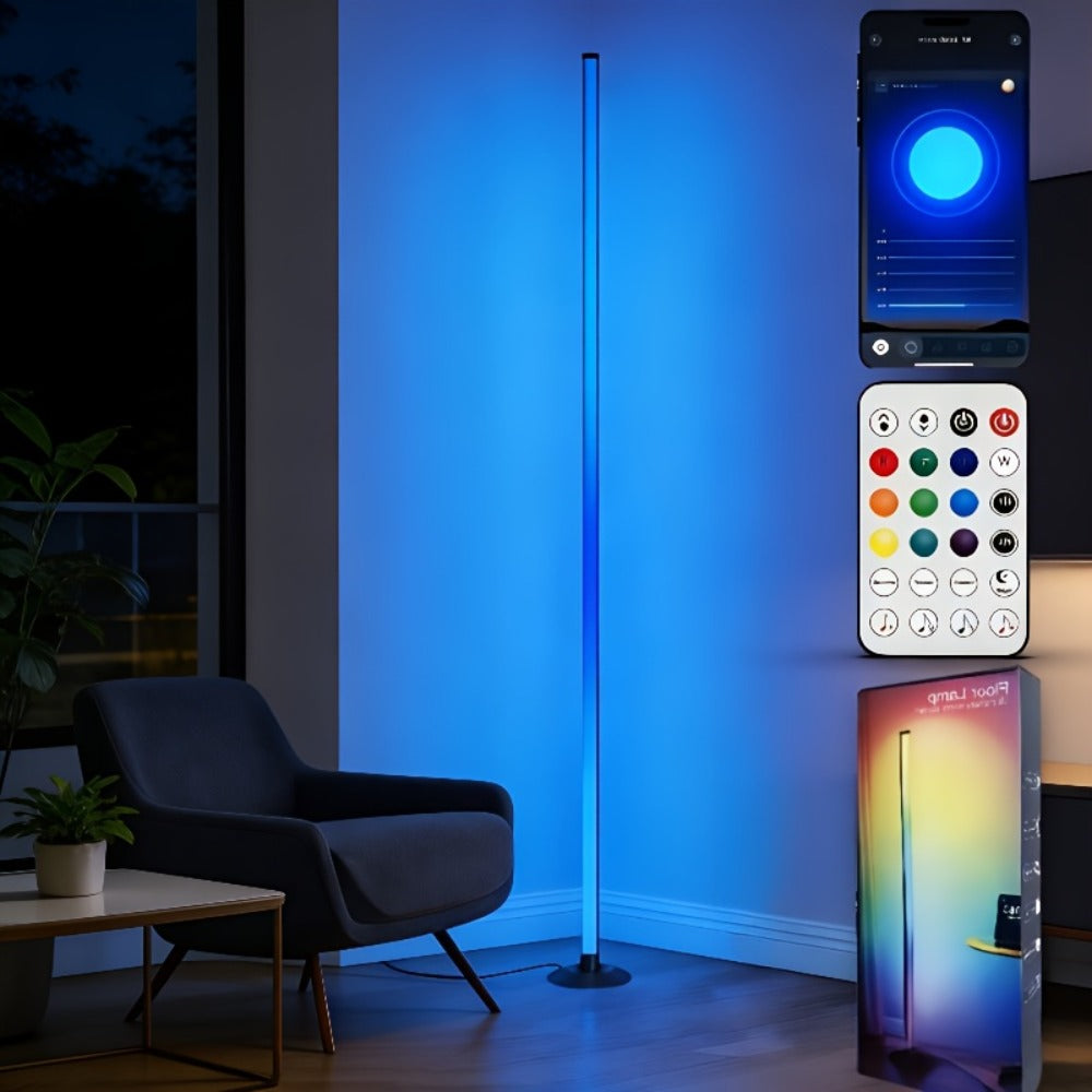 RGB Floor Lamp with Remote Control USB Powered | Color Changing LED Corner Lamp with Adjustable Brightness ¨C Modern Space-Themed Ambient Light for Living Room & Bedroom