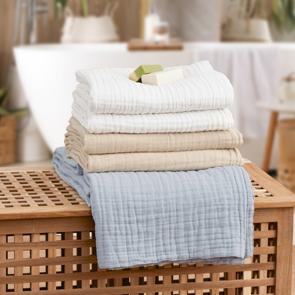 6-Layer Gauze Blanket 100% Muslin ¨C Lightweight Breathable Cotton Throw for Couch & Bed, All Season Adult Blanket, 4 Colors