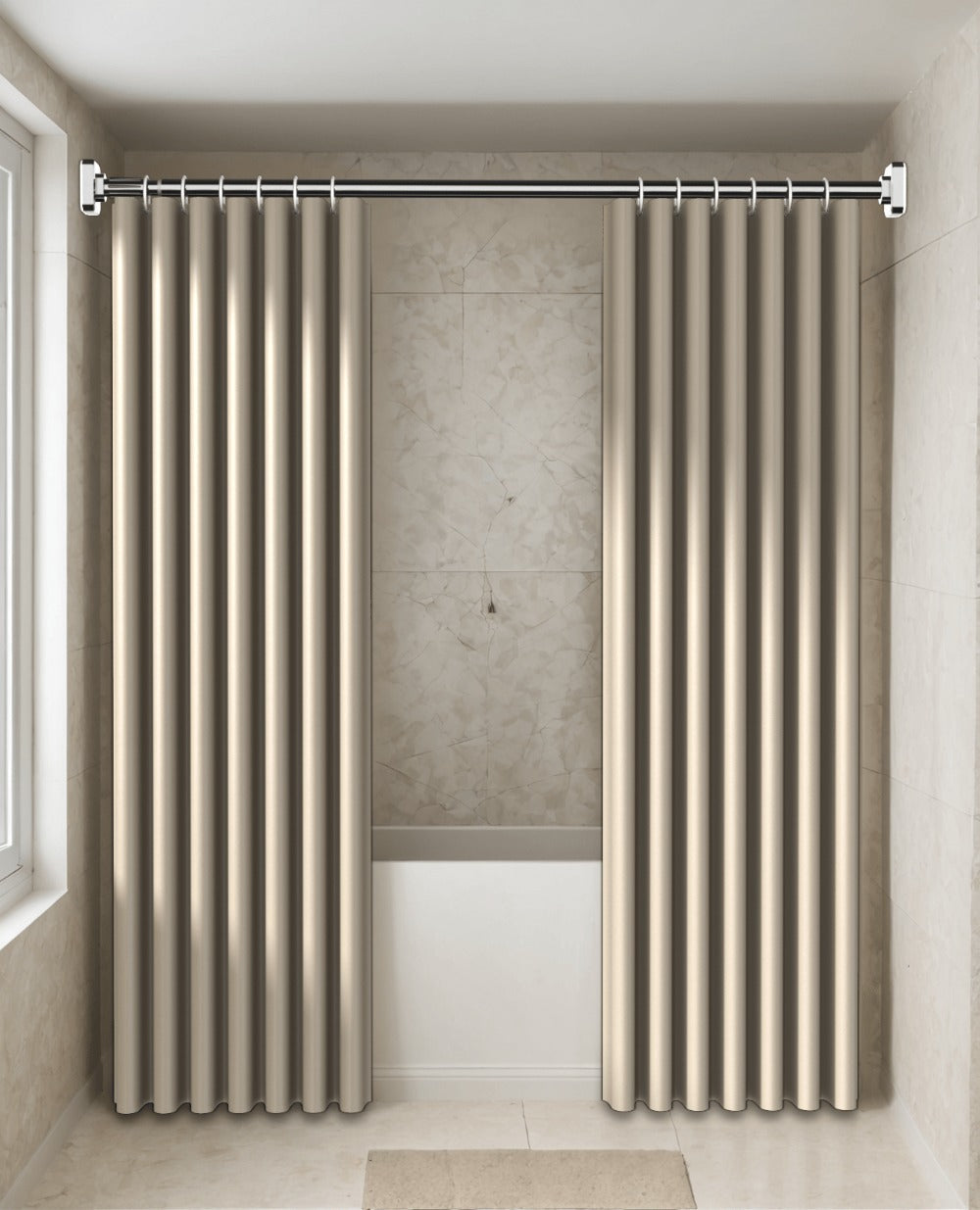 Tension Curtain Rod No Drill Telescopic Shower Bathroom Towel Rack Adjustable Hanging Rod Balcony Coat Hanger Drying Rod
