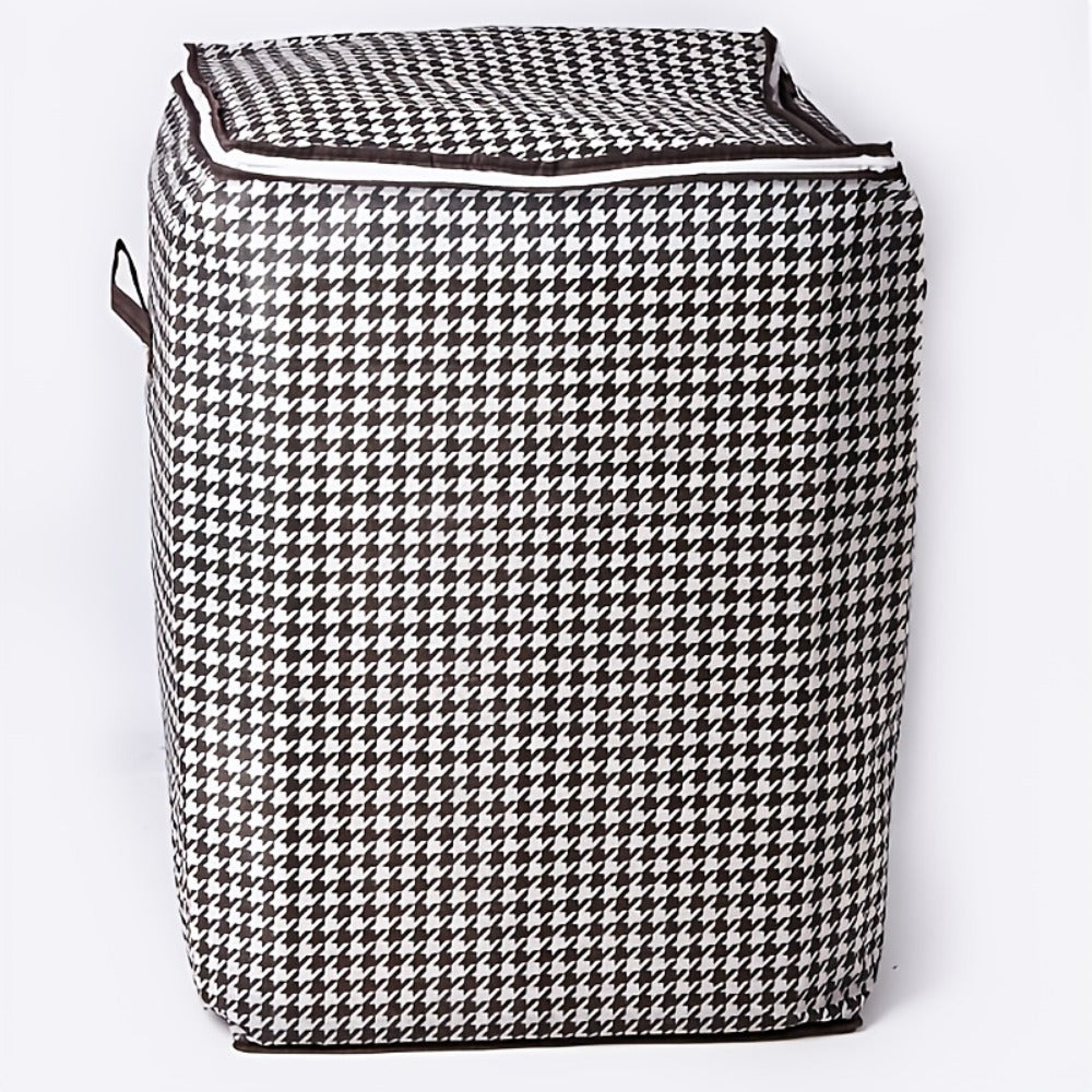 4pcs Large Storage Box Set with Lid & Handle ¨C Black White Checkered, Stackable, Thickened Lining, Double Zipper, Under-Bed & Moving Organizer