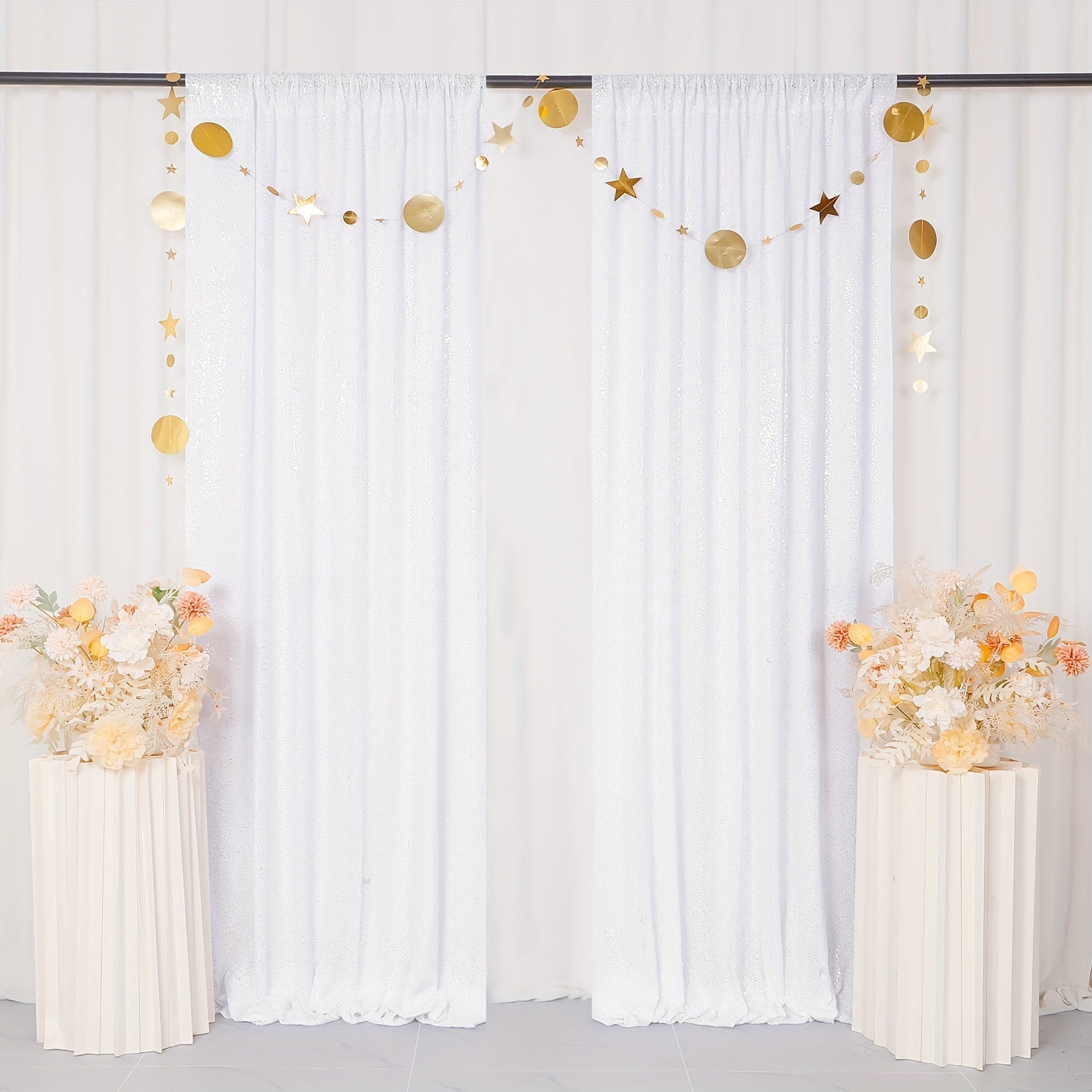 Sequin Backdrop Curtain for Party Wedding - 4x8ft Shimmering Glitter Curtain for Birthday Photo Booth Stage Decoration, Easy Hang, Multi-Color