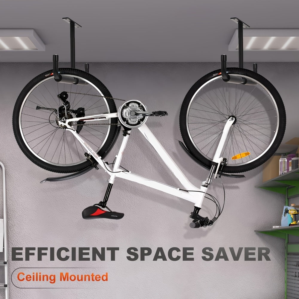 Heavy-Duty Ceiling Garage Storage Hook Rack ¨C Overhead Ladder Hanger with Anti-Slip Foam, Space-Saving Ceiling Mount for Ladders, Hoses & Tools, 2/4pcs