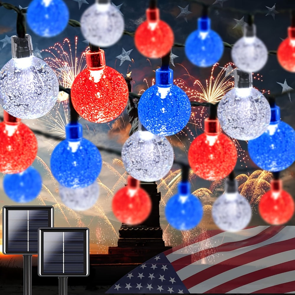 Crystal Ball String Lights 100 LED 39ft, Solar Bubble Ball Fairy Lights with 8 Lighting Modes ¡ª Outdoor Waterproof Decor for Christmas, Halloween, July 4th & Patio | Multi-Color Options