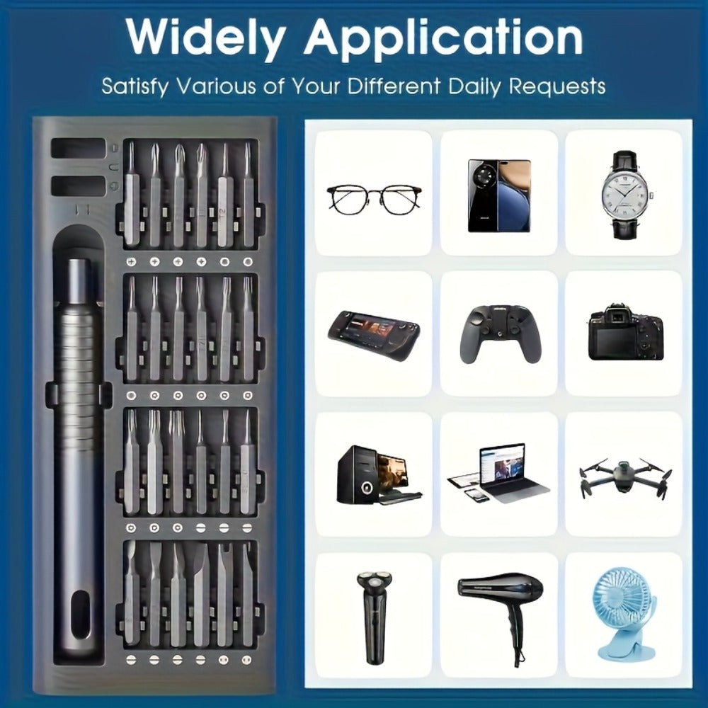 Precision Screwdriver Set 25PCS ¨C Flat Head & Phillips Bits | Ergonomic Grip | All-in-One Kit for Electronics, Smartphones, Watches, Glasses & Jewelry Repair | Compact & Portable | Black