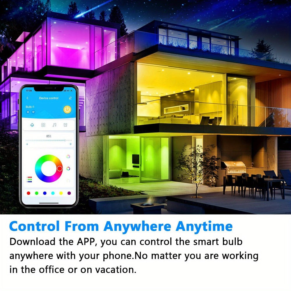 Color Changing Smart Bulbs, RGB+CW A19 E26 WiFi LED Bulb 16 Million Colors 2500K-6500K Dimmable, Works with Alexa Google Home, App Voice Control 29 Scene Modes Timer, 9W 800LM 2.4GHz No Hub Required