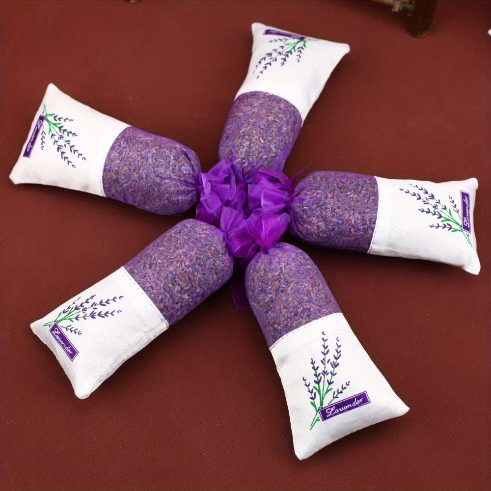 Lavender Scented Sachets Bags for Drawer Wardrobe Closet Car Fragrance - 5A Grade Fresh Purple Lavender Aroma Home Freshener Moth Repellent Gift Set 5pcs or Trial Pack