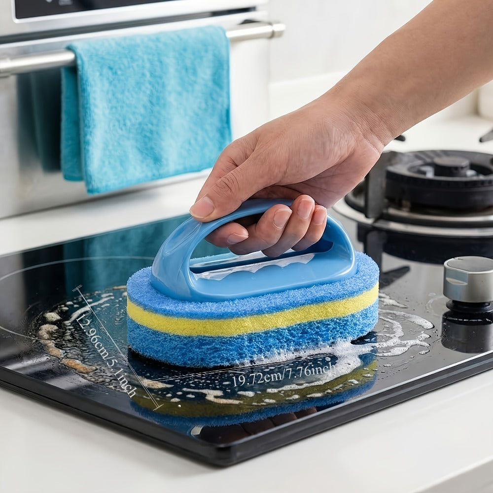 Natural Sponge Cleaning Brushes Set of 5 ¨C Thickened Ergonomic Handle, Quick-Drying, Pill-Free, Multi-Surface Kitchen Bathroom Dishware Pool Scrubber Pads