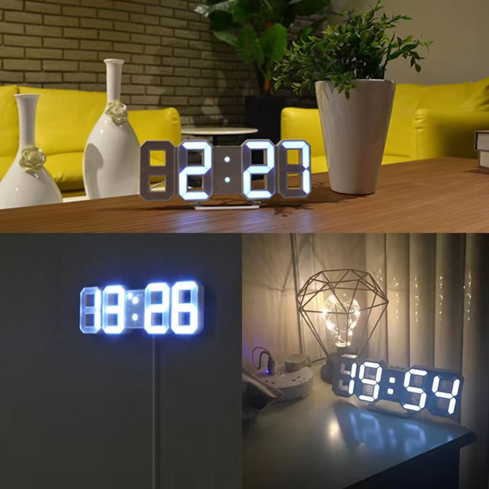 3D LED Digital Alarm Clock Colorful Night Light Home Decor Bedroom Desk Clock USB Powered