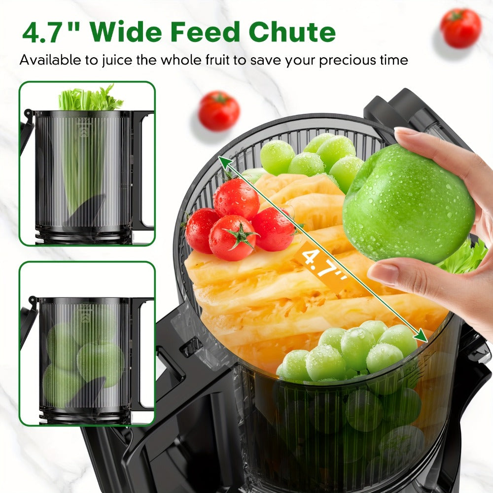 Cold Press Juicer Masticating ¨C 350W Slow Juicer with Wide Feed Chute, 50RPM Fine Grinding, High Juice Yield, Easy to Clean, Safe Bladeless Design for Whole Fruits & Vegetables, Black & Pink
