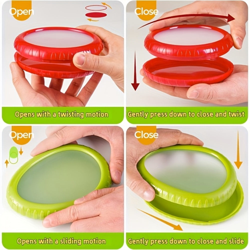 Silicone Food Storage Container Set ¨C Reusable Produce Saver for Avocado, Onion, Tomato, Lemon, Garlic & Potato ¨C Fridge-Safe Vegetable & Fruit Preservation Boxes, Reduce Food Waste