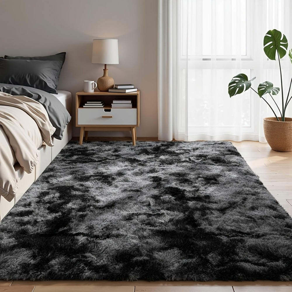 Fluffy Area Rug Tie-Dye Soft Carpet for Living Room Bedroom Office Thickened 1000g/©O Machine-Woven Indoor Mat Multi-Color Multi-Size Dark Gray Light Grey Khaki Pink Black White Purple