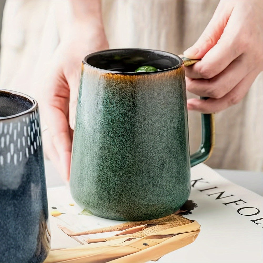 Large Ceramic Coffee Mug 24oz with Big Handle ¨C Microwave & Dishwasher Safe Extra Large Tea Cup | Colorful Conical Mug for Office Home Travel Gift in Green Pink Violet Blue