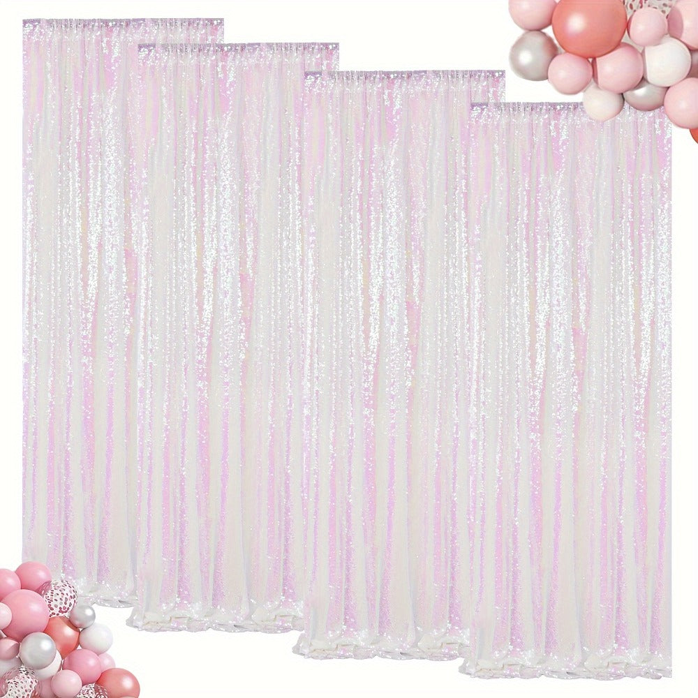 Sequin Backdrop Curtain for Party Wedding - 4x8ft Shimmering Glitter Curtain for Birthday Photo Booth Stage Decoration, Easy Hang, Multi-Color