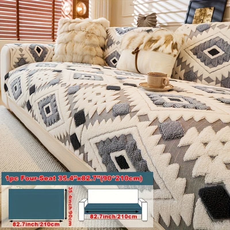Thick Plush Sofa Cover Non-Slip Pet Friendly Machine Washable Couch Slipcover Furniture Protector for Living Room Bedroom Office Armrest to 4-Seat Multiple Colors
