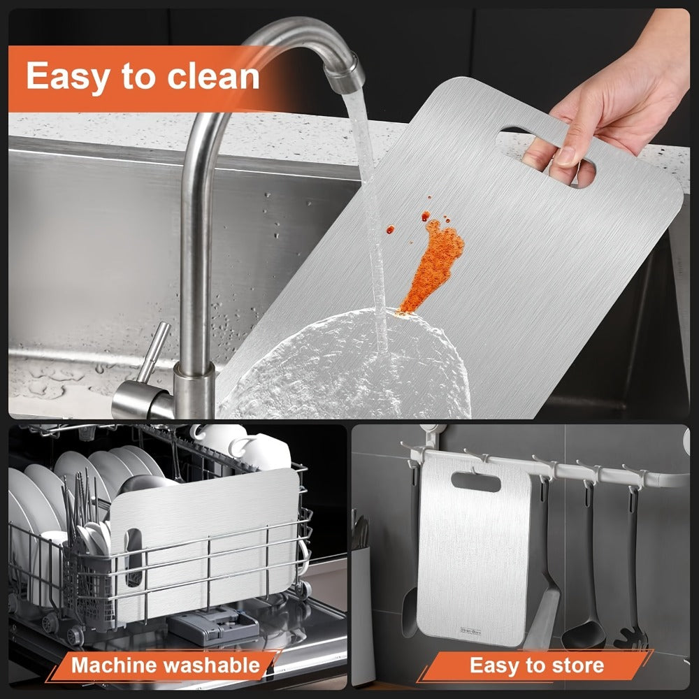 Stainless Steel Cutting Board Dual-Sided 9x13 Inch ¨C Non-Slip Kitchen Chopping Board for Meat Vegetables Fish, Compact Design for RV Small Kitchen Home Chef