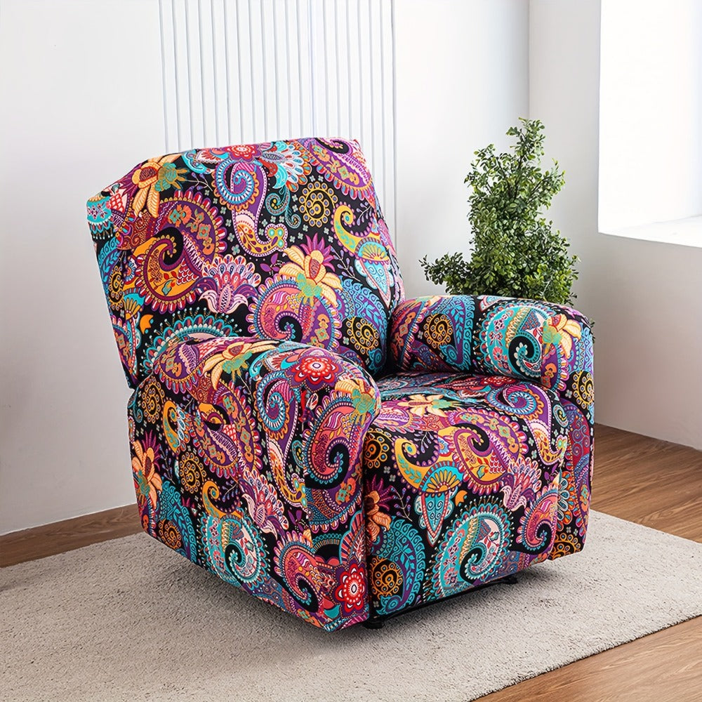 Tie Dye Lounge Chair Cover Set of 4 High Elasticity with Side Pockets Printed Stretch Chair Slipcover Pet Friendly for Bedroom Office Living Room Holiday Decor