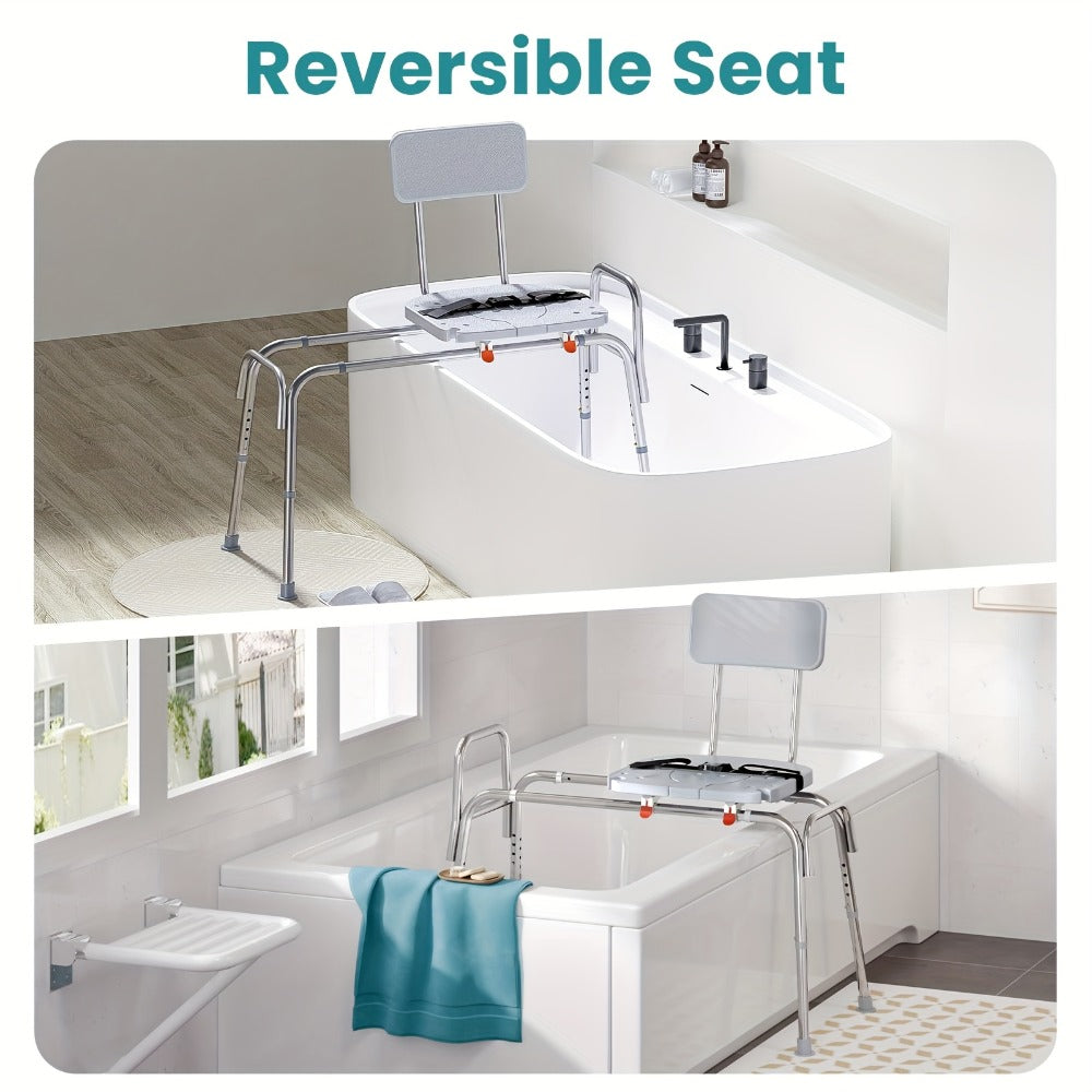 Shower Chair for Elderly Heavy Duty 400 lbs Transfer Bench with Safety Belt Non-Slip Adjustable Height Tool-Free Assembly Bath Seat for Disabled Recovery Seniors 39 Inch Extra Long Shower Bench Bathtub Transfer Chair