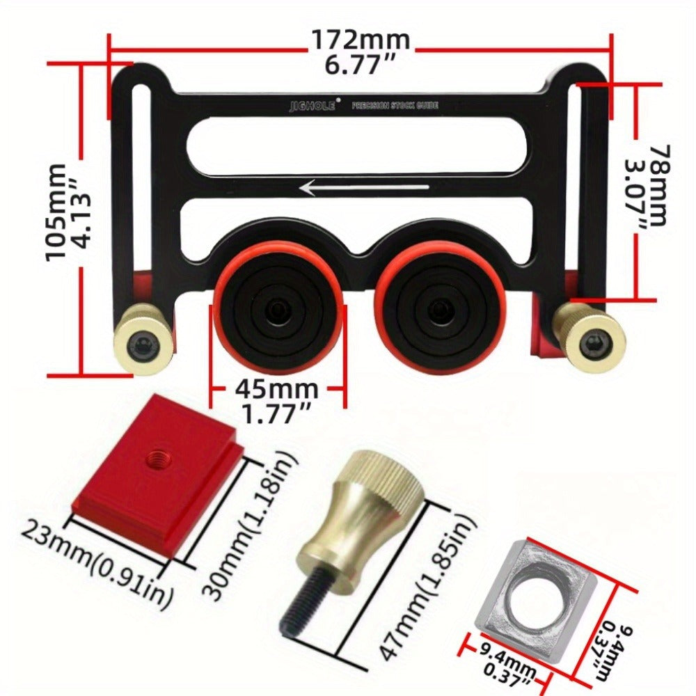 Feather Board Roller Guide for Table Saw ¨C Aluminum Alloy One-Way Safety Stock Feeder with T-Track Mount, Anti-Kickback Woodworking Press Guide Tool