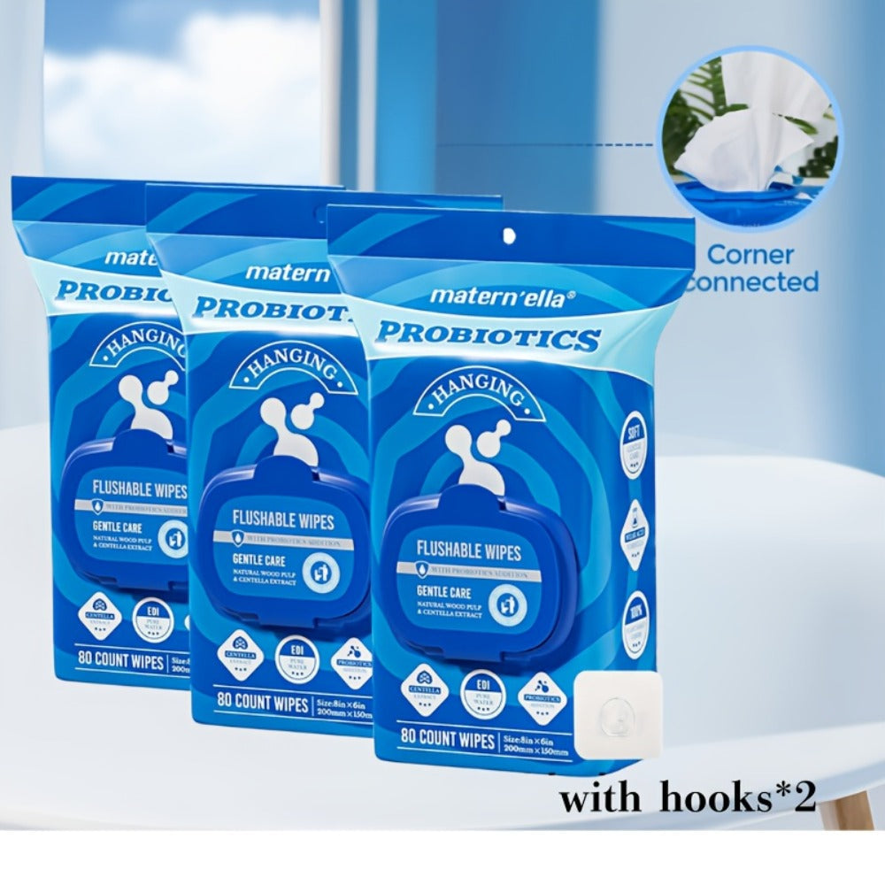Flushable Wet Wipes for Adults with Probiotics ¨C Plant-Based Fibers, Fragrance Free, Sewer Safe, Soft & Thick Disposable Butt Wipes, Travel & Camping Must-Have, for Incontinence & Personal Care (3/5/6/8 Packs)