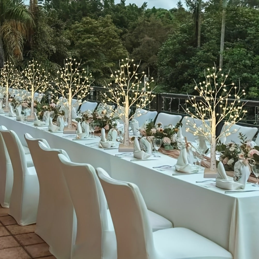 LED Illuminated Birch Tree Decoration ¨C Battery-Powered Warm White Glowing Birch Trees for Wedding, Home, Fireplace & Indoor Gatherings ¨C Freestanding Decorative Light Display, 4 or 6 Pack