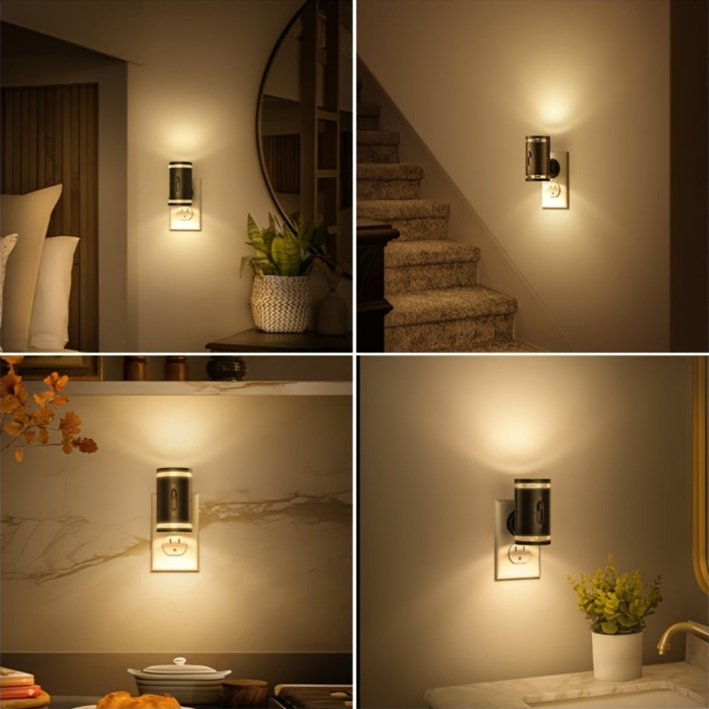 LED Night Light Plug In Dusk to Dawn Sensor ¨C 5-120LM Adjustable Brightness, 3 Color Temperatures, Modern Plug-In Night Lights for Hallway, Bedroom, Staircase, Bathroom & Toddler Room, 2 or 4 Pack