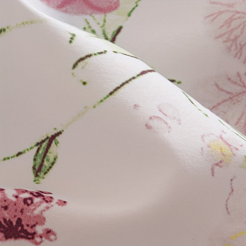 Floral Bedding Set 4-Piece ¨C 1 Fitted Sheet + 1 Flat Sheet + 2 Pillowcases | Soft Breathable Polyester | All-Season Flower Print Bed Sheet Set | Machine Washable | Twin Full Queen King