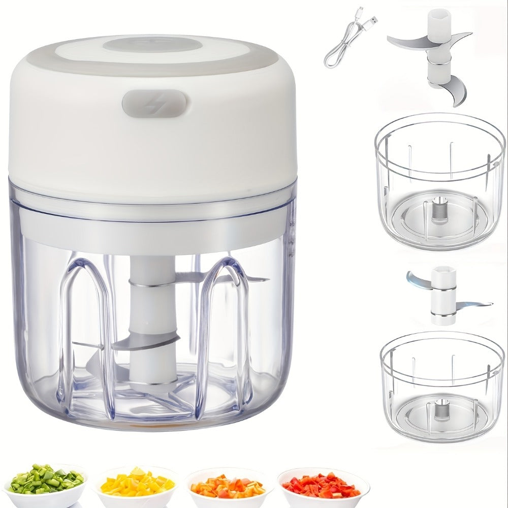 Electric Food Chopper Mini Garlic Crusher USB Rechargeable Meat Grinder 3.38oz 8.45oz Portable Wireless Kitchen Tool