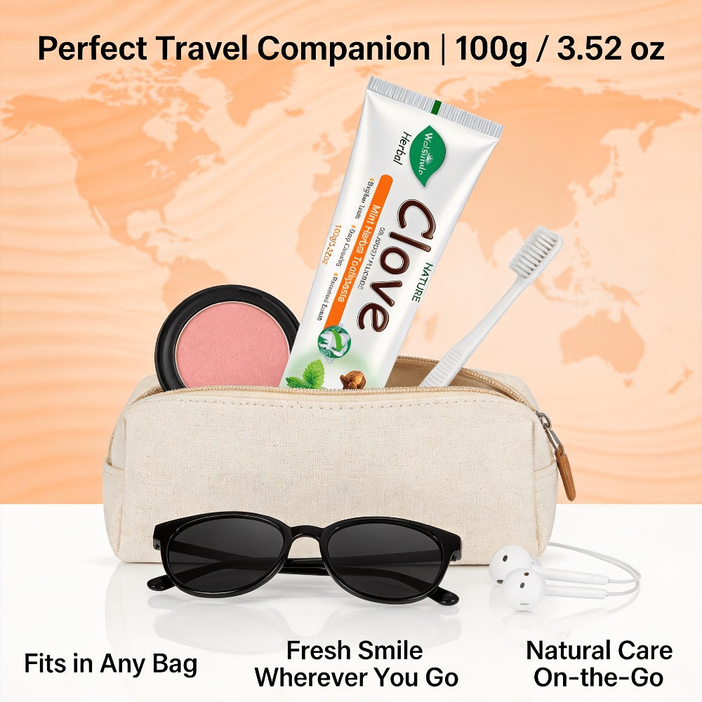 Herbal Toothpaste with Clove & Mint ¨C Fluoride Free Deep Cleaning Whitening Toothpaste for Sensitive Gums, Natural Breath Freshener with Herbal Extracts, Daily & Travel Oral Care for Adults & Kids