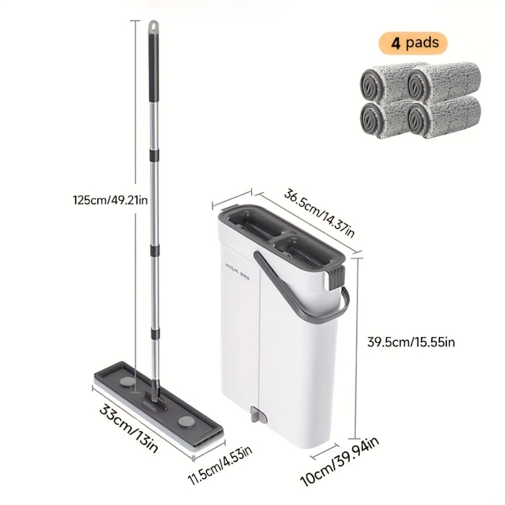 Spin Mop and Bucket Set with Wringer 360¡ã Flat Mop Washable Microfiber Pads Long Handle for Hardwood Tile Laminate Floors Walls Windows Home Kitchen Bathroom