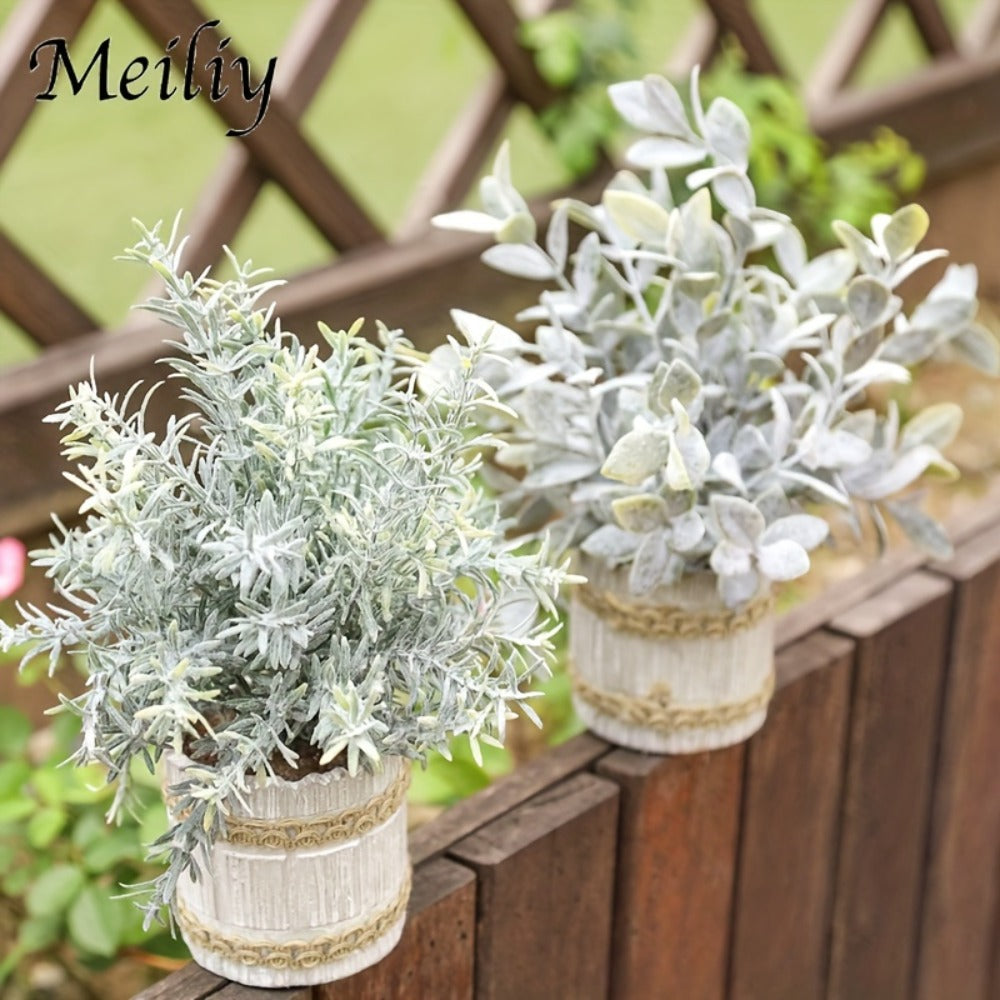 Mini Artificial Potted Plants 4 Pack ¨C Realistic Fake Greenery in White Pots for Home, Office & Party Decor | No Watering Needed Low-Maintenance Indoor Outdoor Faux Plant Set | Housewarming Gift