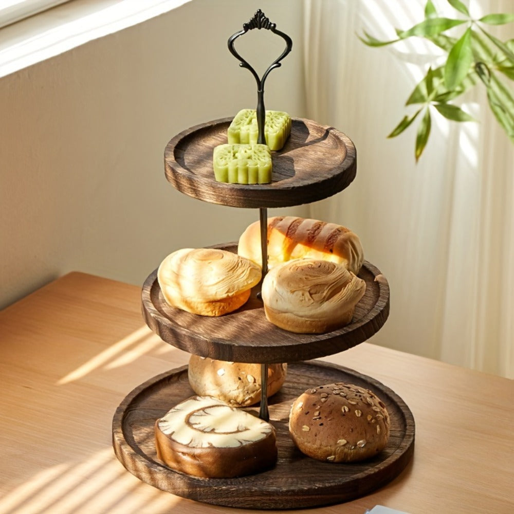 Wood Cupcake Stand 3 Tier Rustic Dessert Tower Holder for Birthday Party Wedding Baby Shower Farmhouse Woodland Decor Cupcake Display Rack Cake Serving Tray Table Centerpiece