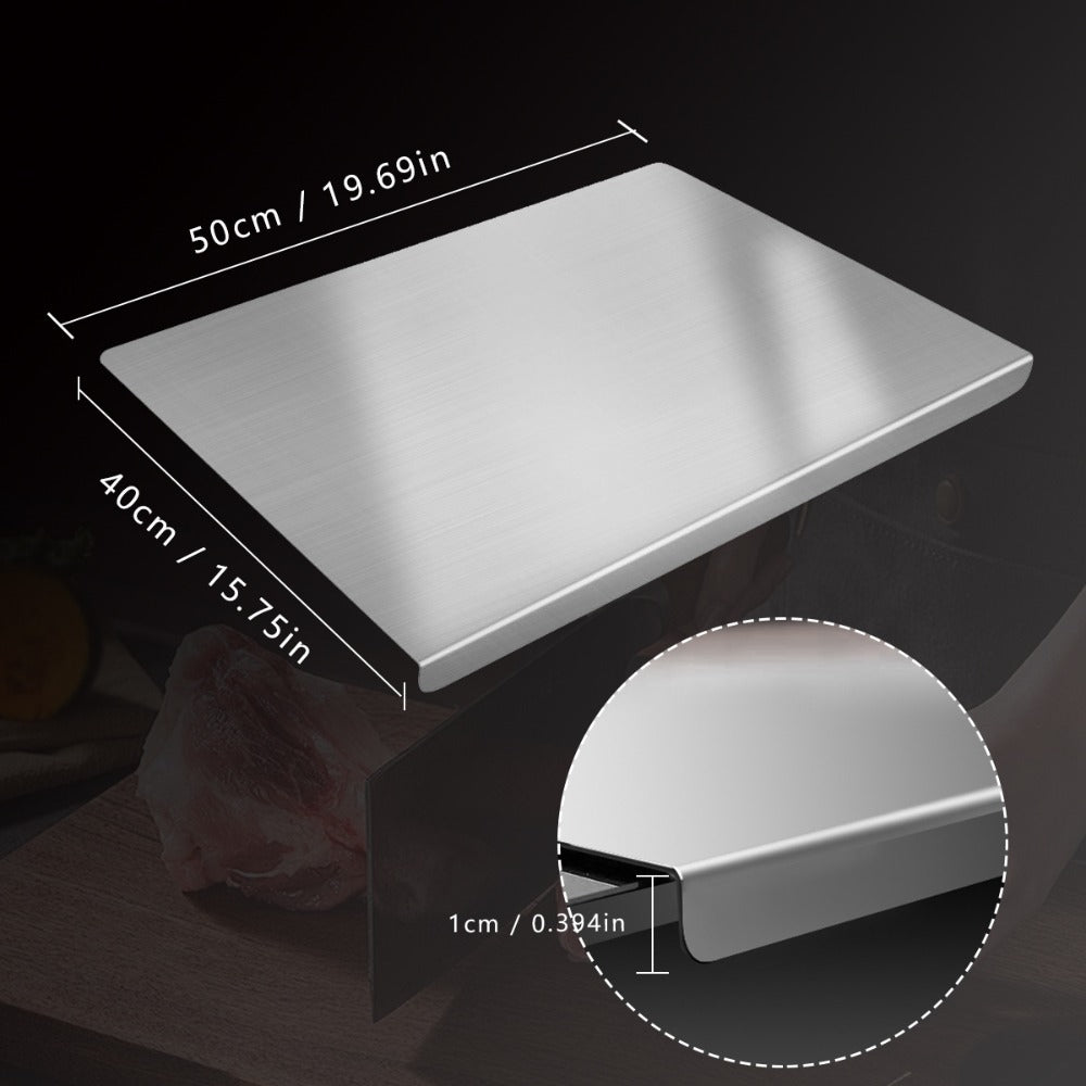 Stainless Steel Cutting Board ¨C 304 Grade Butcher Block Rolling Board, Large Kitchen Chopping Board for Meat, Vegetables & Bread, Non-Slip Household Kitchen Supplies
