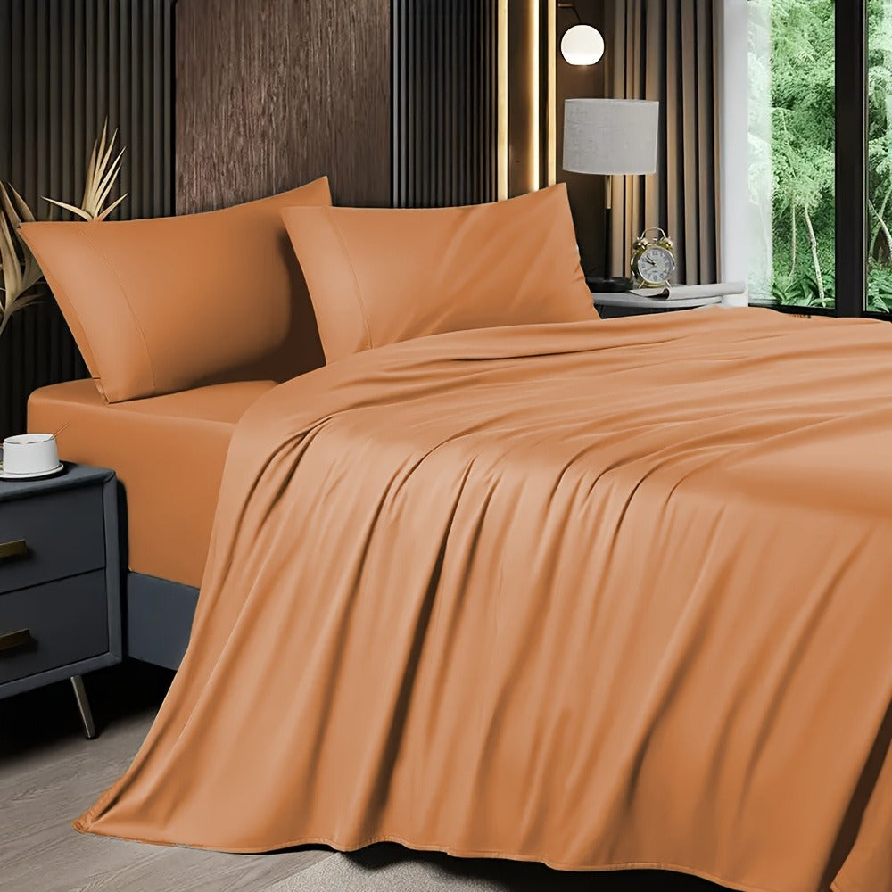Cooling Sheet Set 4 Piece 2200TC Bamboo Blend - Silky Soft Deep Pocket 16 inch Fitted Sheet, Flat Sheet & Pillowcases, Breathable Luxury Bedding for Hot Sleepers Twin Full Queen King, Summer Chill Collection