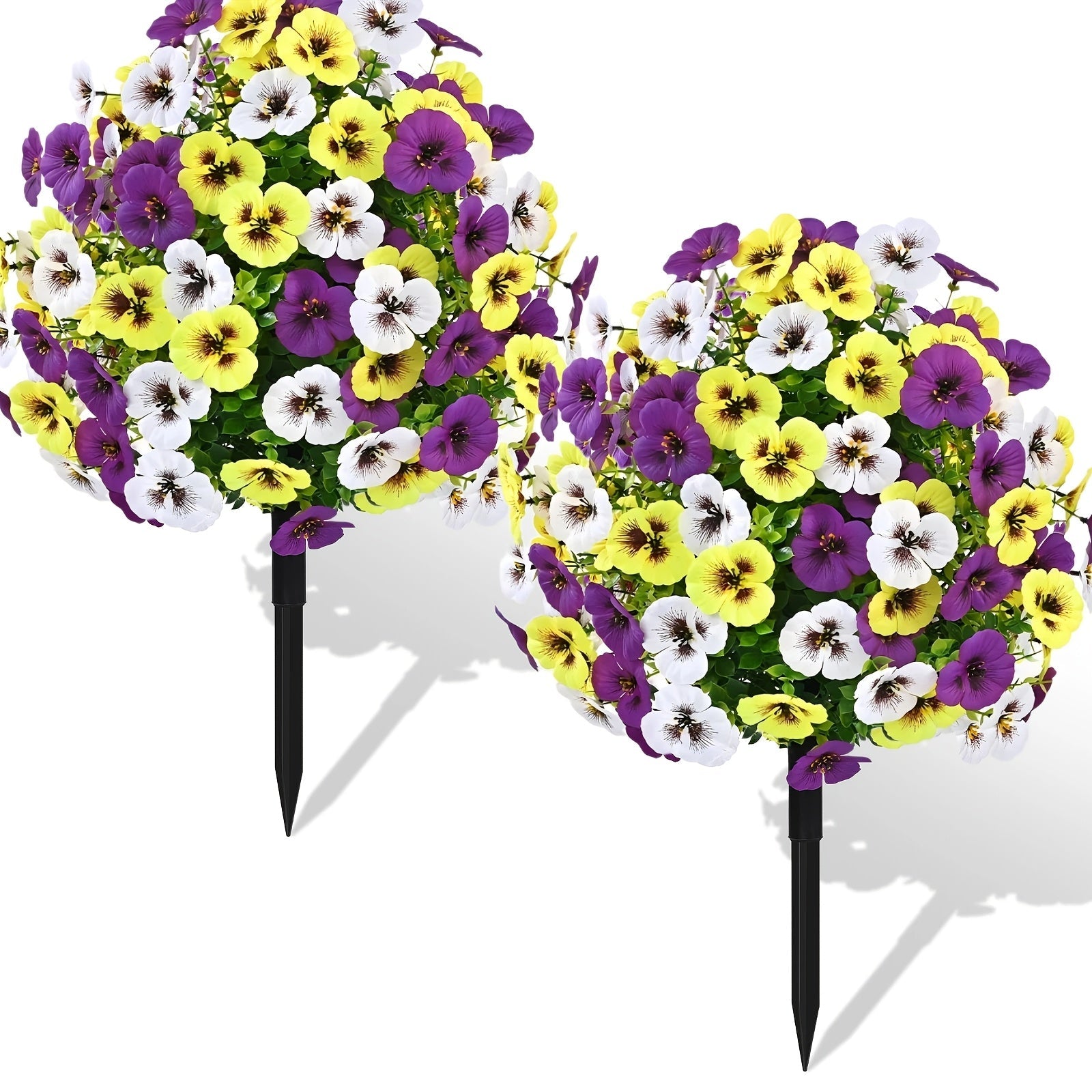 Artificial Topiary Ball Trees for Outdoor & Indoor Decor ¨C UV Resistant Faux Lavender, Azalea & Pansy Shrubs with Ground Spike ¨C Evergreen Fake Plants for Front Porch, Garden & Backyard (Single & 2 Pack)