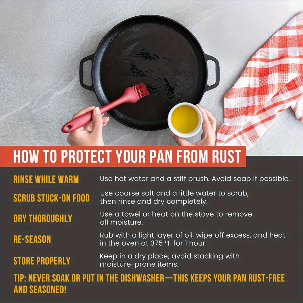 Cast Iron Frying Pan Non-Stick 11 Inch 28cm ¨C Rust-Proof Anti-Deformation Even Heating | Oven & Induction Safe Skillet for Pizza Barbecue & Camping | Durable Cast Iron Pan Single or 2-Pack