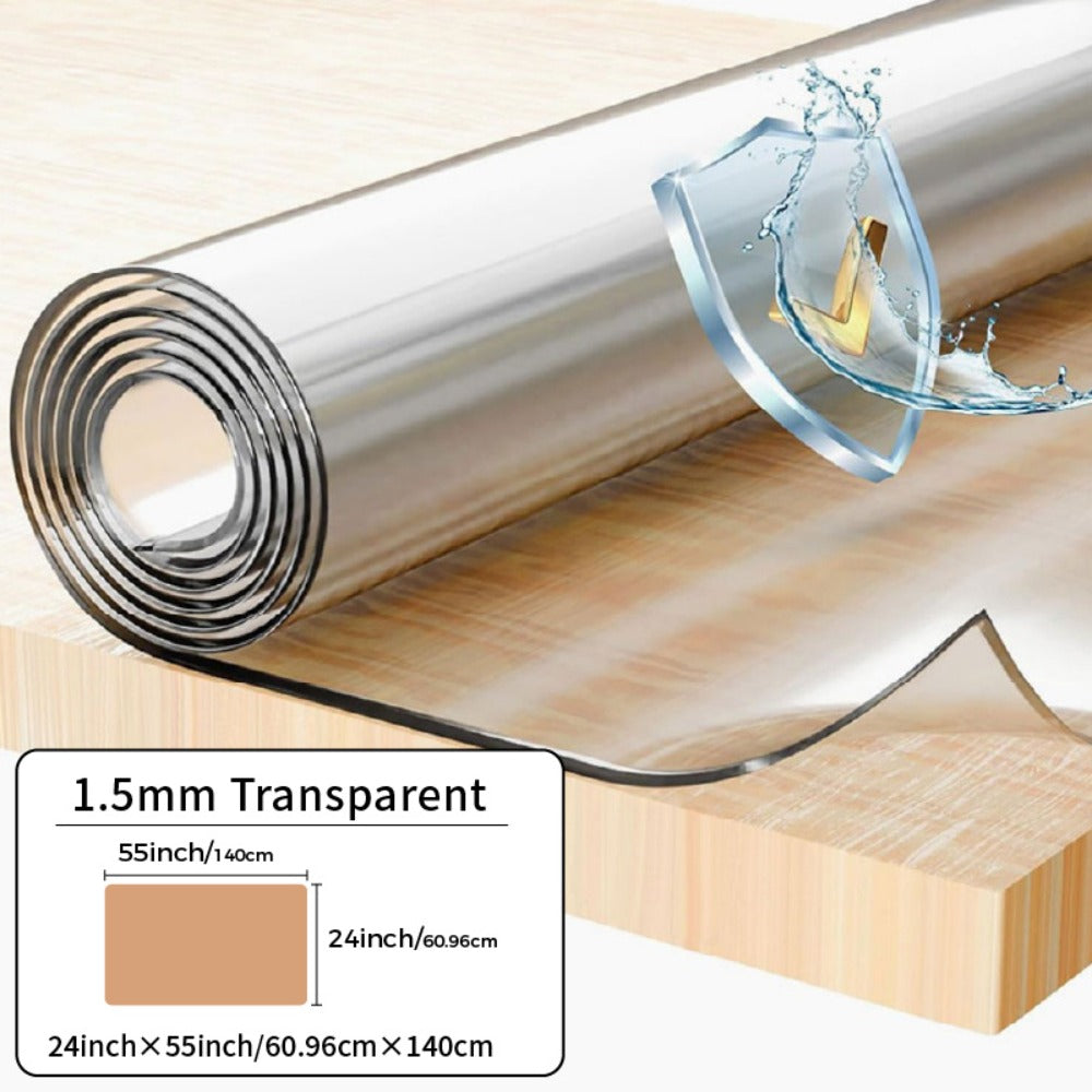 Clear PVC Tablecloth Table Protector 1.5mm Thick Transparent Table Cover Heat Resistant Scratch Resistant Waterproof Desk Mat for Dining Table Home Office Restaurant Coffee Table Multiple Sizes