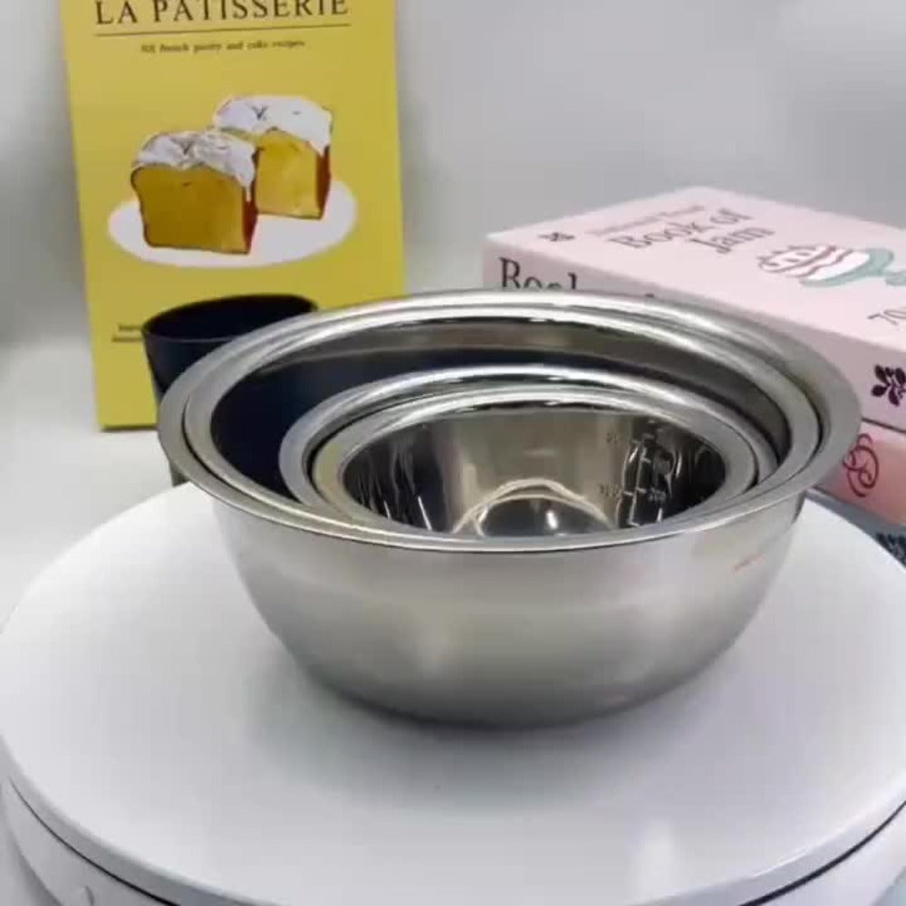 Stainless Steel Mixing Bowl Set 5-Pack with Measurement Markings for Kitchen Cooking Baking Salad Vegetable Washing Fruit Serving & Meal Prep ¨C Stackable Nesting Bowls