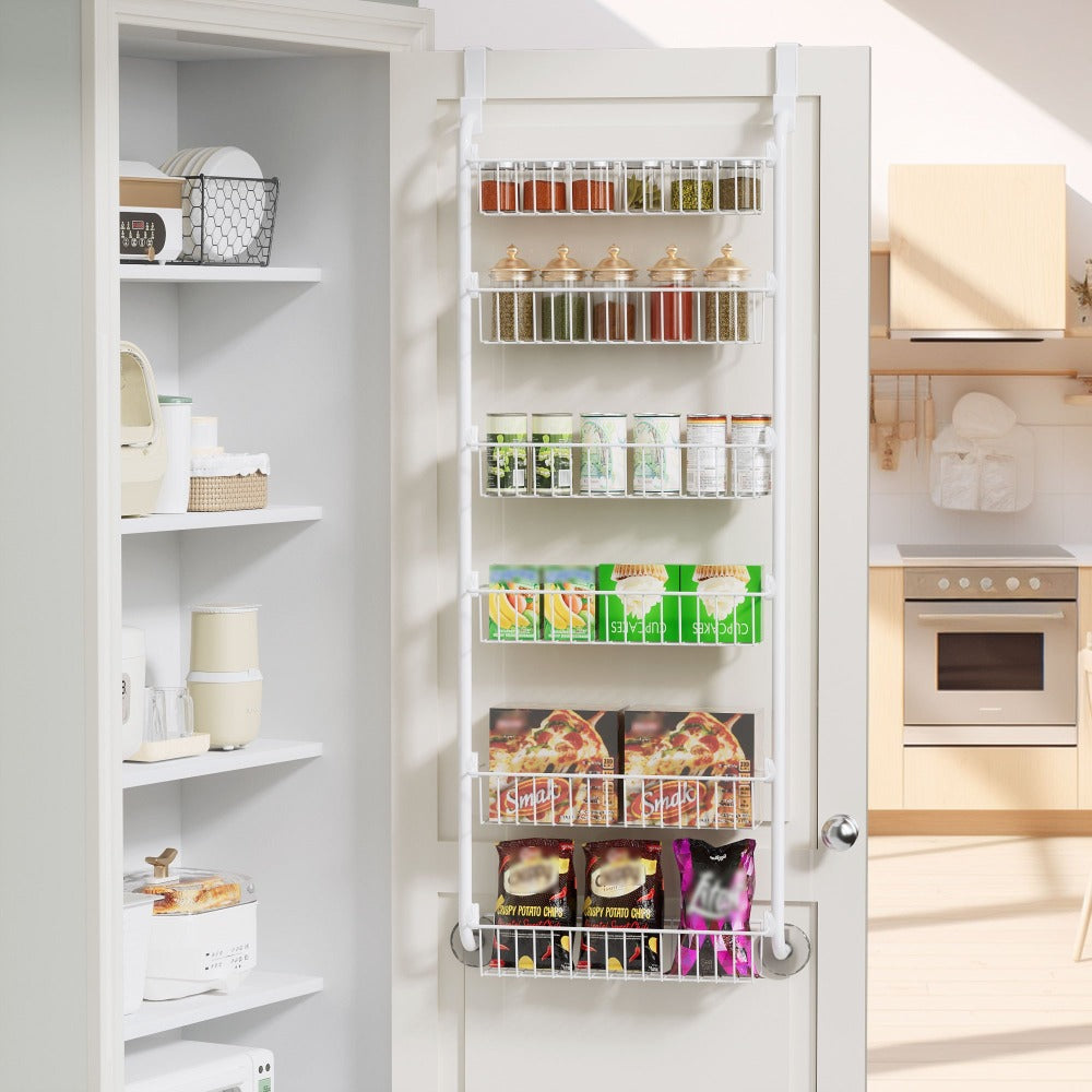 Over-the-Door Metal Organizer Rack 6 & 8 Tier ¨C Pantry Storage, Spice Rack, Kitchen Cabinet Organizer, Holds Up to 80 Lbs