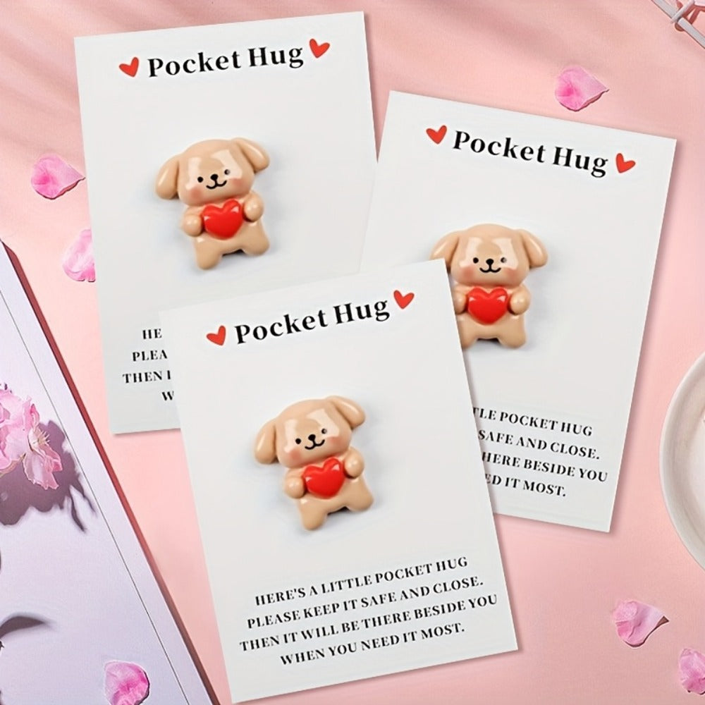 Pocket Hug Cards Emotional Support - Cute Heart Dog Mini Cards with Resin - Thinking of You Gift for Family Friends Lovers - Christmas Valentine Birthday Party Favor Decorative Gift Cards 20/40 Pack