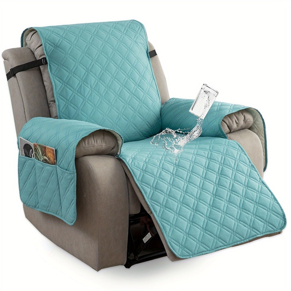 Recliner Chair Cover Waterproof Dual-Layer with Side Pockets Non-Slip Scratch Resistant Machine Washable Pet Protection 11 Colors