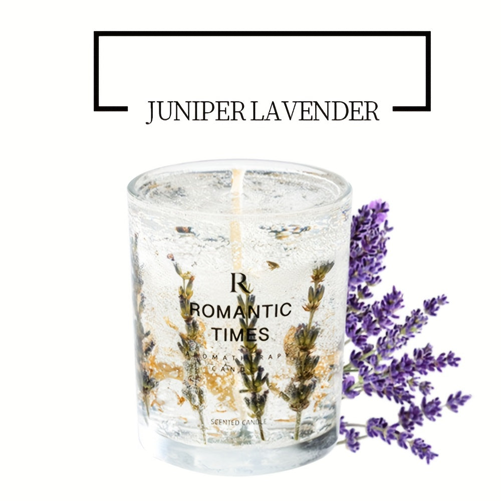 Soy Candle with Real Flowers 7.4oz Essential Oils 50-Hour Burn Floral Scented Elegant Glass Jar Velvet Rose Lavender Orange for Home Decor Relaxation Gift