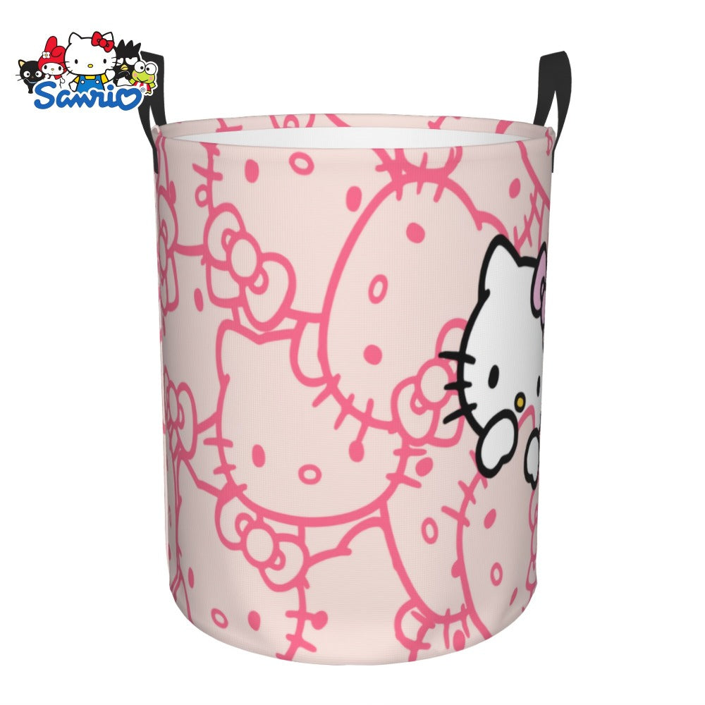 Hello Kitty Collapsible Laundry Basket with Handle - Sanrio Oxford Cloth Foldable Hamper, Portable Storage Bin for Bedroom Bathroom Dorm, Cute Kawaii Laundry Hamper for Girls