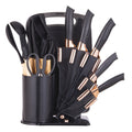 19-Piece Kitchen Knife & Utensil Set with Wooden Handles, Non-Stick Blades, Silicone Cooking Tools, Cutting Board, Scissors & Holder